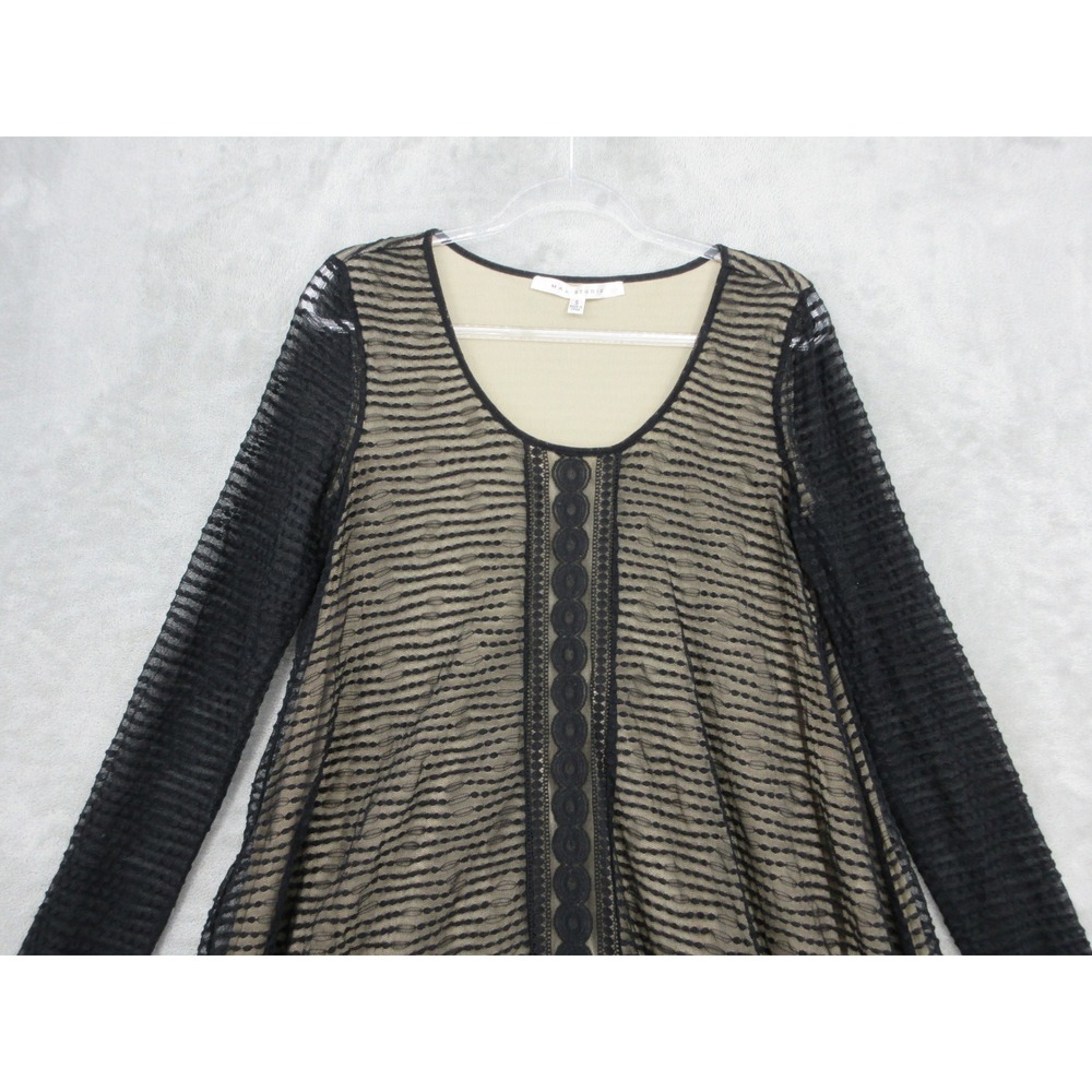 Max Studio Top Womens Size S Black Lace Mesh Asymmetric Whimsigoth Tunic Witchy - Picture 3 of 11